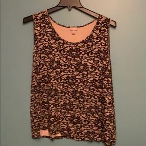 J.Jill Tan and Black Lace Looking Blouse